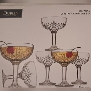 Godinger Dublin Crystal Champagne 6 Pcs Set - Clear